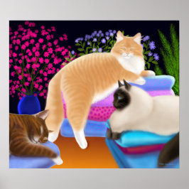 Póster Los gatos aman a la lavandería limpia Poster