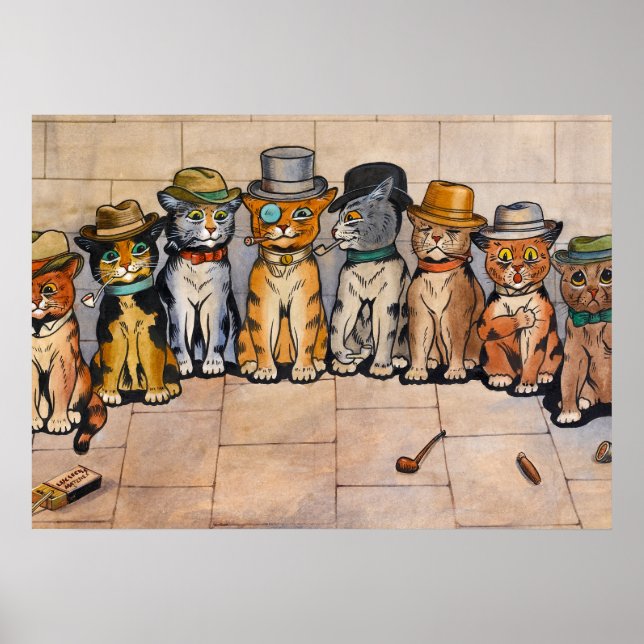 Póster Los gatos de fumadores de Louis Wain (Frente)