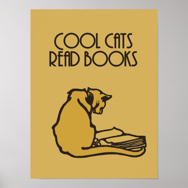 Póster Los gatos de Guay leen libros estilo retro (Frente)