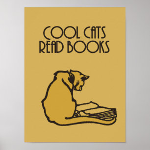 Póster Los gatos frescos leyeron estilo retro de los