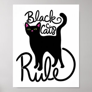 Póster Los gatos negros dominan la diversión del gato neg