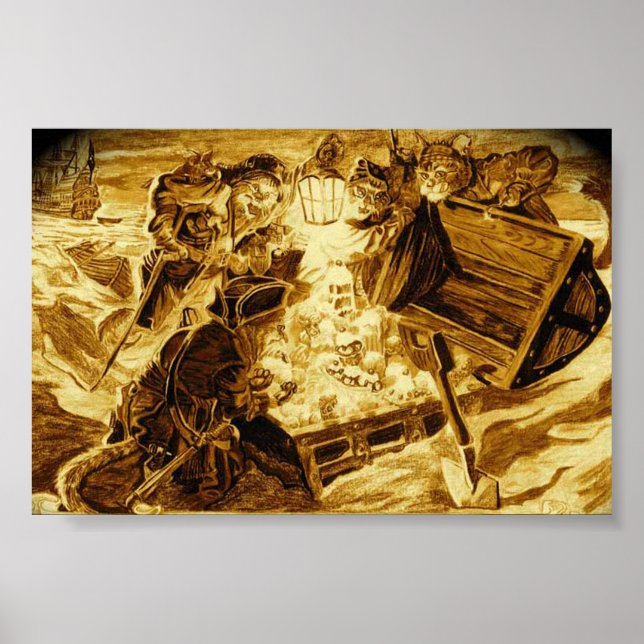 Póster Los gatos piratas encuentran el botín (Frente)