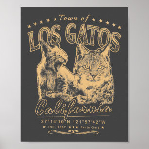 PÓSTER LOS GATOS SANTA CLARA CALIFORNIA - BOBCAT VINTAGE