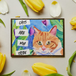 Póster Los Gatos son mi Tribu | Gato Naranja y Flores