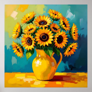 Póster Los girasoles amarillos en una vesícula amarilla
