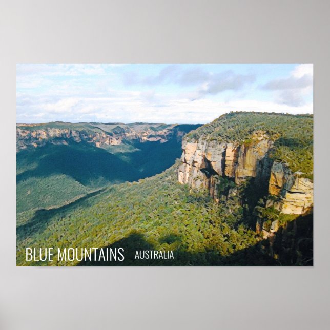 Póster Los gobiernos saltan montañas azules en Australia (Frente)