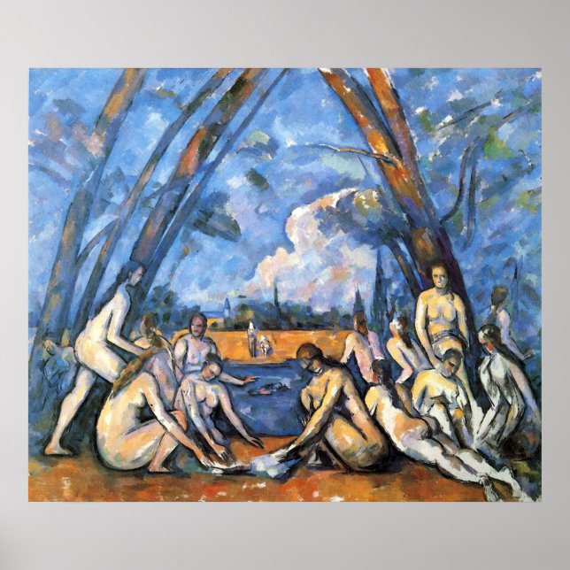 Póster Los grandes bañistas de Paul Cezanne (Frente)