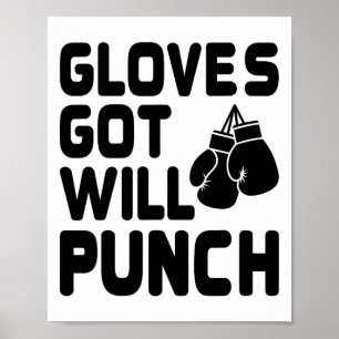 Póster Los Guantes Golpean A La Fuerza Deportiva De Boxer