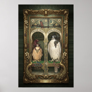 Póster Los Halcones del Este - Halconería Art Nouveau