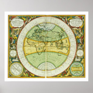 Póster Los hemisferios antiguos del mundo, platean 94 de