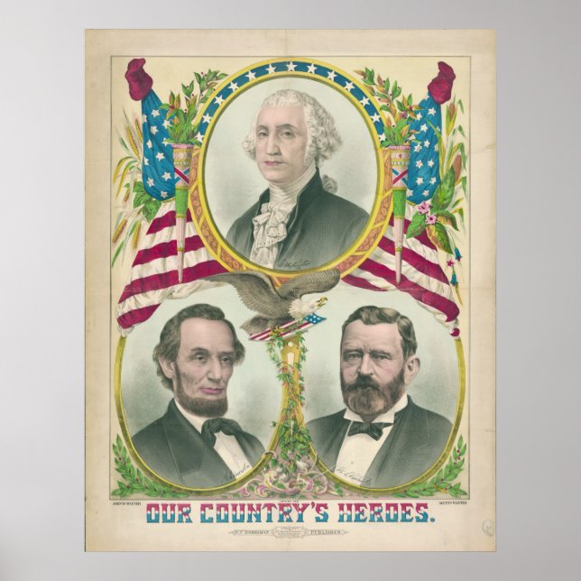 Póster Los héroes de nuestro país, Washington Lincoln Gra (Frente)