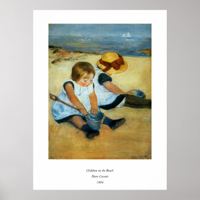 Póster Los hijos de Mary Cassatt en la playa (1884) (Frente)
