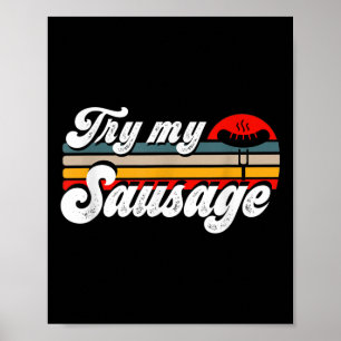 Póster Los Hombres Intentan Mi Sausage Mens Divertida Bar