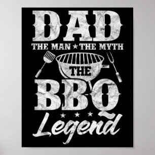 Póster Los Hombres Papá El Hombre El Mito Bbq Barbeque Gr