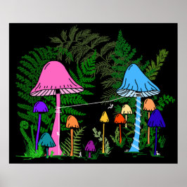 Póster Los hongos coloridos del Ziplining