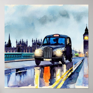 Póster Los icónicos taxis negros de Londres, (B)