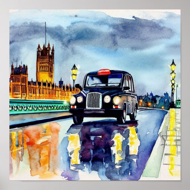 Póster Los icónicos taxis negros de Londres, (C) (Frente)