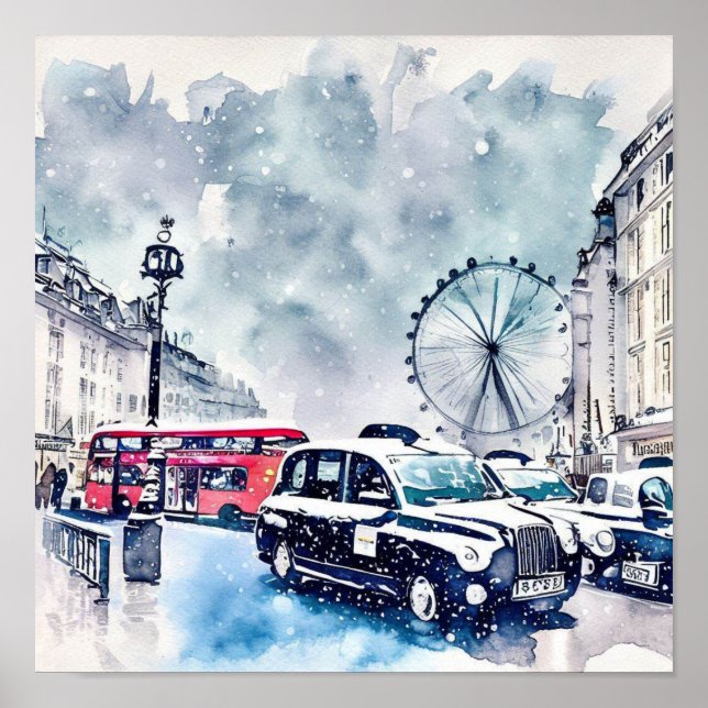 Póster Los icónicos taxis negros de Londres, (F) (Frente)