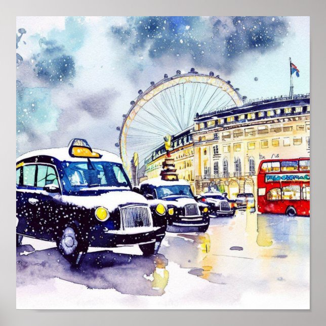 Póster Los icónicos taxis negros de Londres, (G) (Frente)