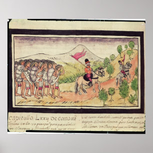 Póster Los indios de Totonac que ayudan a los