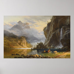 Póster Los indios hablan de pesca Albert Bierstadt