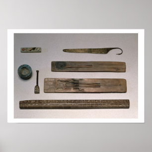 Póster Los instrumentos de un escribano (madera, marfil,
