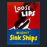 Póster Los labios flojos pueden hundir los barcos - Vieja<br><div class="desc">Los labios flojos pueden hundir los barcos - Vieja Segunda Guerra Mundial</div>