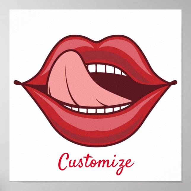 Póster Los labios rojos abren la boca, trueno (Frente)