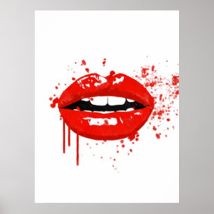 Póster Los labios rojos glamour moda ilustracion moderno