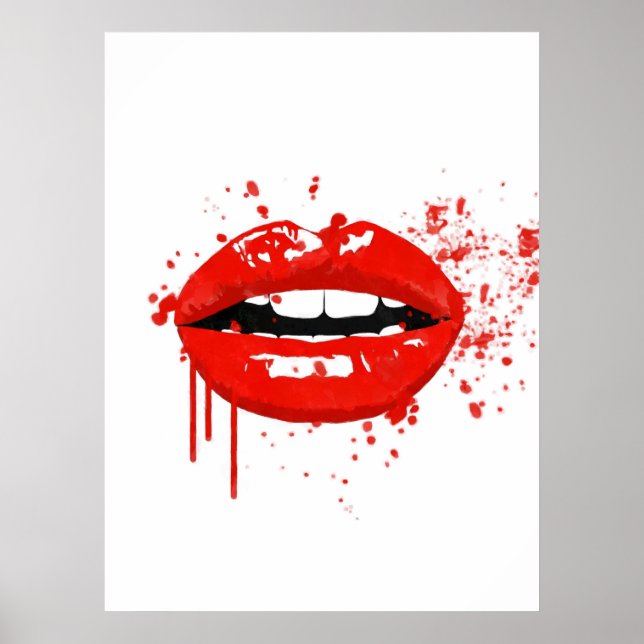 Póster Los labios rojos glamour moda ilustracion moderno (Frente)