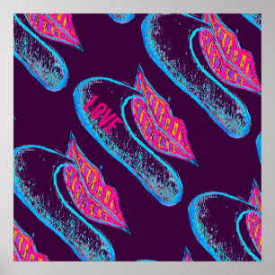 Póster Los labios rosados y una palabra baloon o lengua