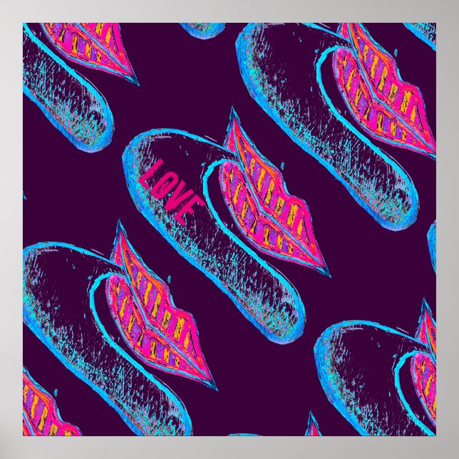 Póster Los labios rosados y una palabra baloon o lengua (Frente)