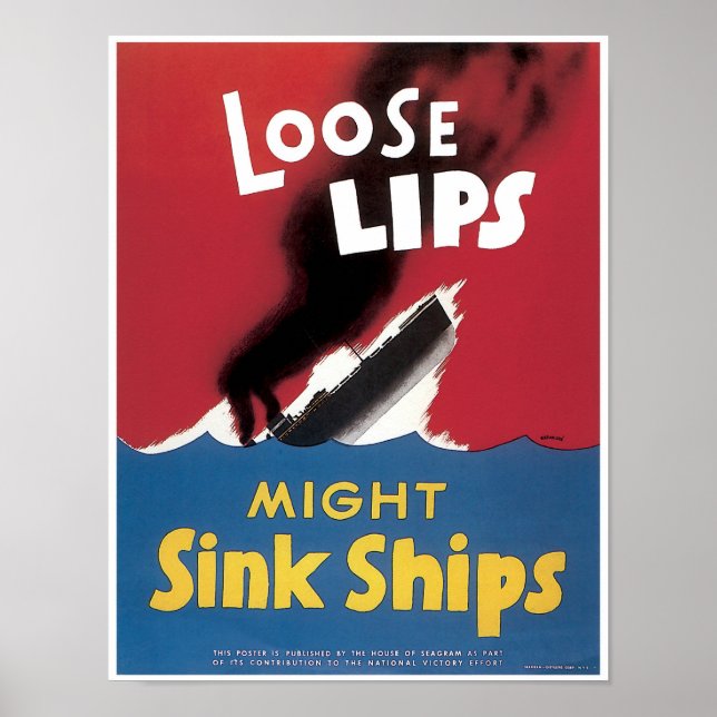 Póster Los labios sueltos podrían hundir a los barcos (Frente)