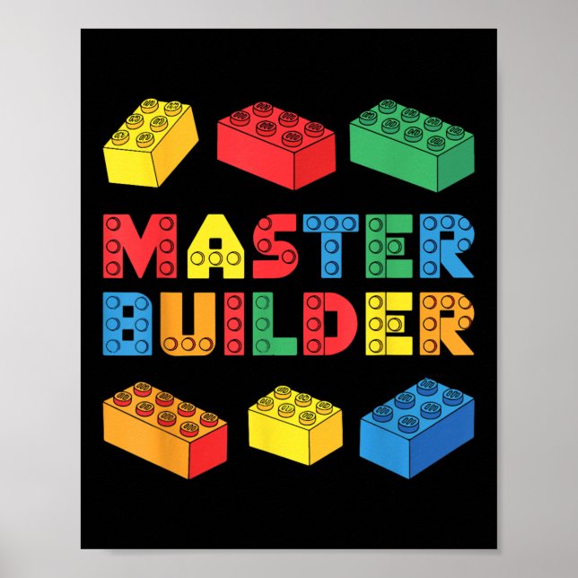 Póster Los ladrillos de la camiseta del Master Builder bl (Frente)