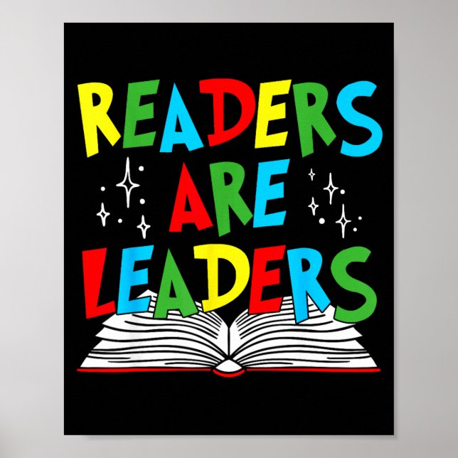 Póster Los lectores son líderes amante de los libros maes (Frente)
