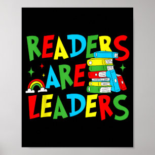 Póster Los lectores son líderes leyendo libro amante prof