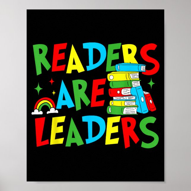 Póster Los lectores son líderes leyendo libro amante prof (Frente)