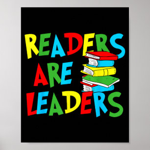 Póster Los lectores son líderes leyendo libro amante prof
