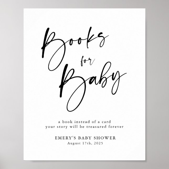 Póster Los libros modernos de Baby Shower para el Rótulo  (Frente)