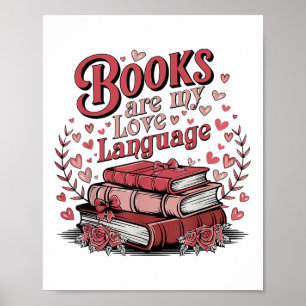 Póster Los libros retro son mi lenguaje de amor Valentine