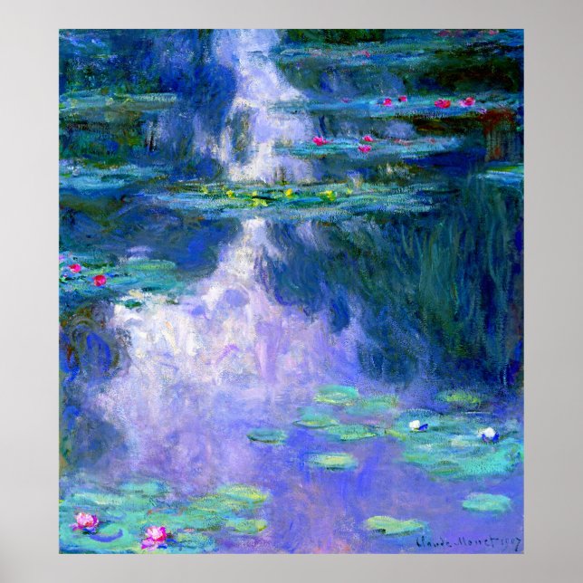 Póster Los lirios de agua de Claude Monet (Frente)