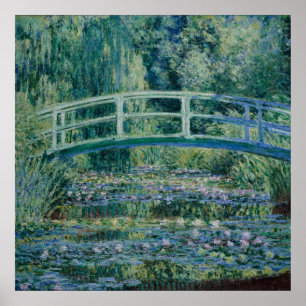 Póster Los lirios de agua de Claude Monet y el puente jap