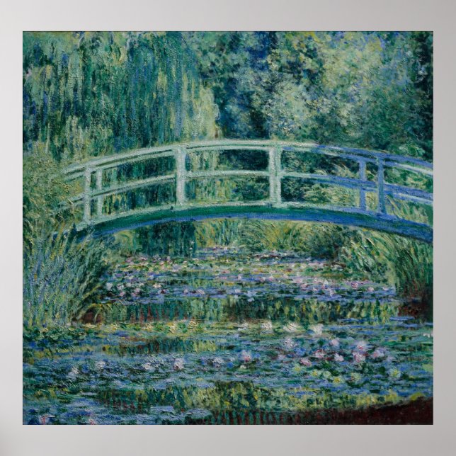 Póster Los lirios de agua de Claude Monet y el puente jap (Frente)