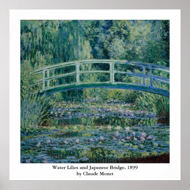 Póster Los lirios de agua de Claude Monet y el puente jap (Frente)