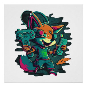 Póster Los lobos juegan juegos