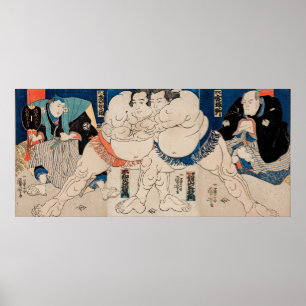 Póster Los luchadores de sumo, 1814 - Utagawa Kuniyoshi 
