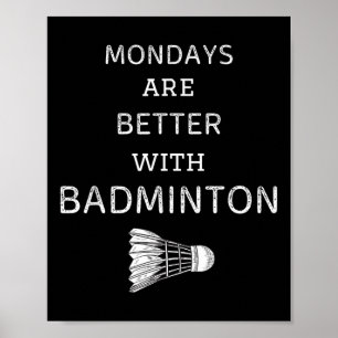 Póster Los lunes vintage son mejores con bádminton retro
