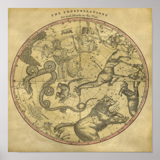 Póster Los mapas digitales antiguos de Constellations (Frente)