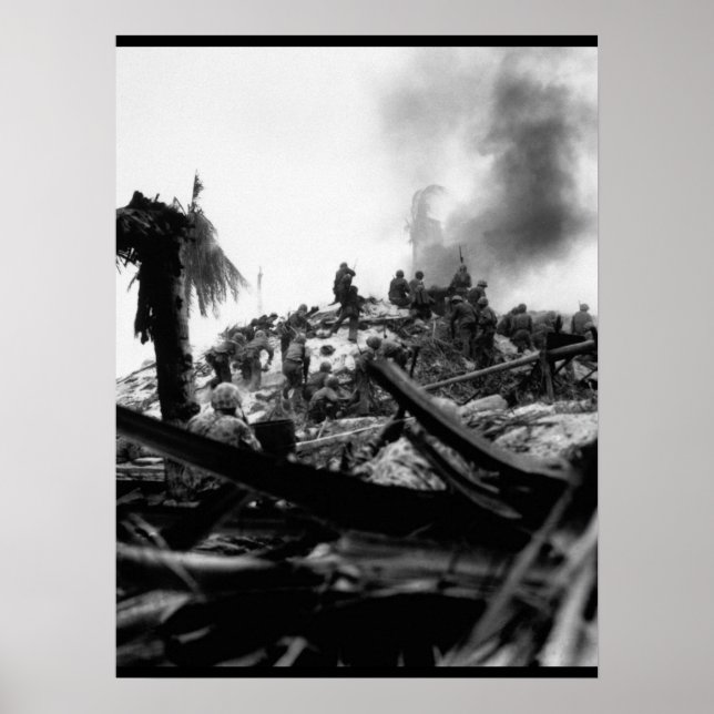 Póster Los marines irrumpieron en Tarawa. Imagen de Gilbe (Frente)
