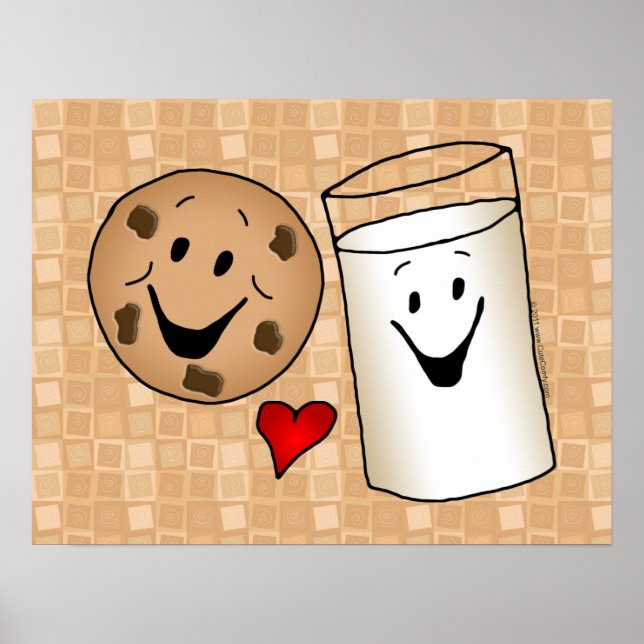 Póster Los mejores amigos, las cookies aman la leche (Frente)